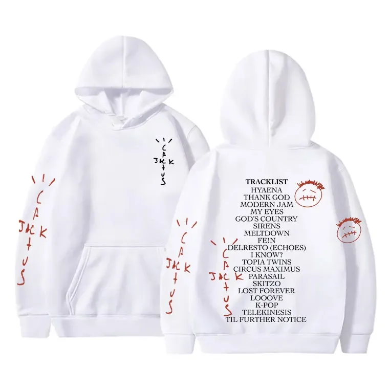 Cactus Jack Utopia Graphic Hoodie Men Women's Hip Hop Trend Hooded Sweatshirt Oversized Streetwear Fleece Cotton Hoodies Tops