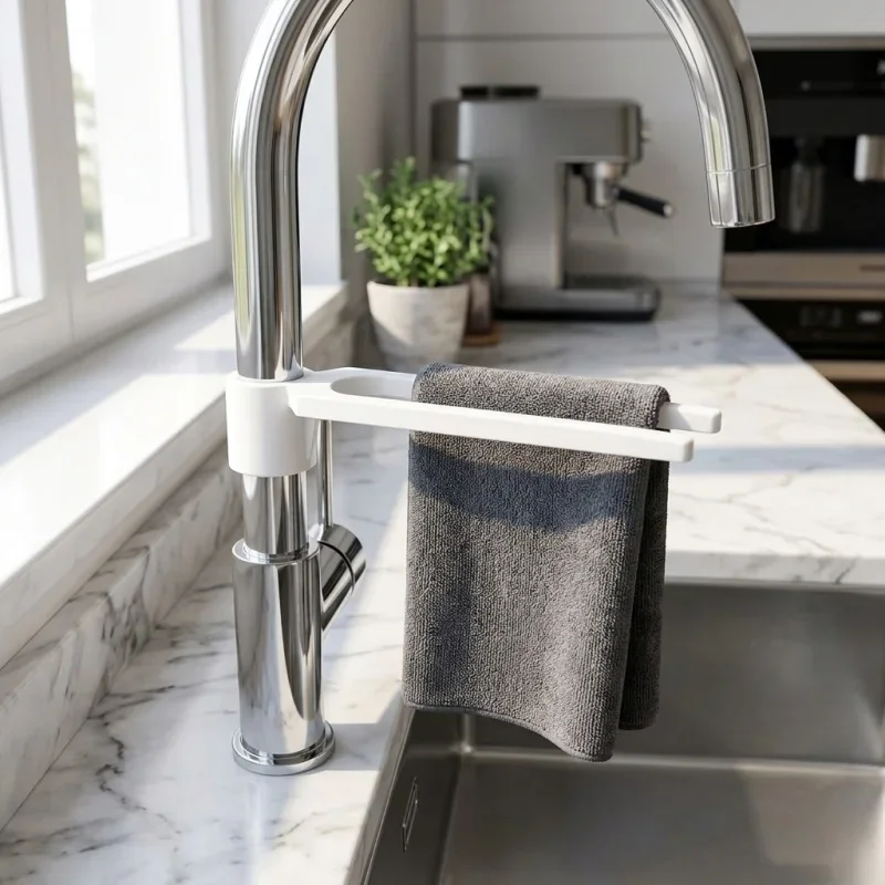 1PC Faucet Dishcloth Rack High-Quality Space-Saving Kitchen Sink Towel Storage Organizer for 20mm Diameter Pipes