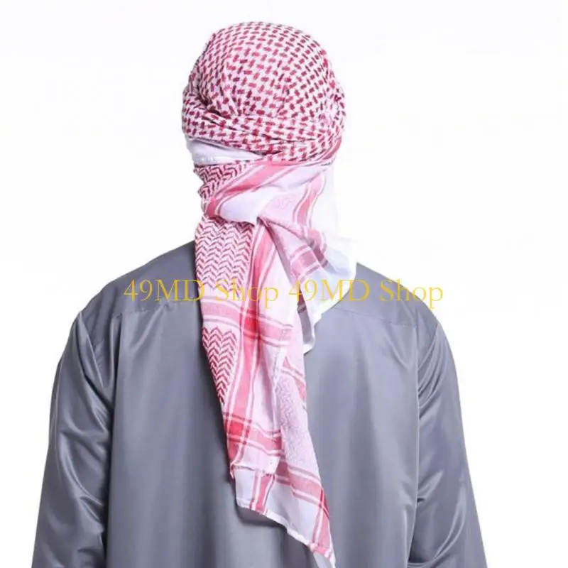 49MD Islam Saudi Arabic Dubai Traditional Muslim Turban Praying Hat Plaid Head