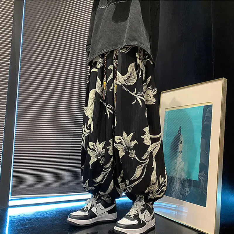 

Retro Chinese Lantern Pants Men Women Summer New Sle Wide Leg Trousers Harlan Cuffed Straight Cut Casual Pants Loose Fit