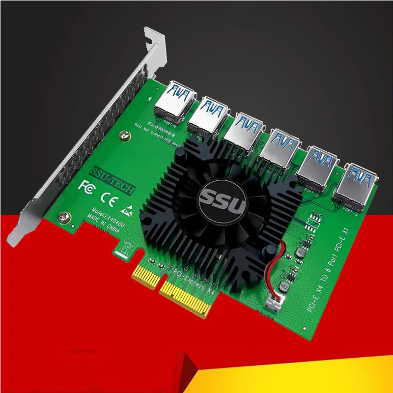 PCI Express X4 20Gb od 1 do 6 karta rozszerzająca PCI-e do PCI-e Adapter PCIE 4X do 16X USB 3.0 przedłużacz do wydobywania koparka bitcoinów