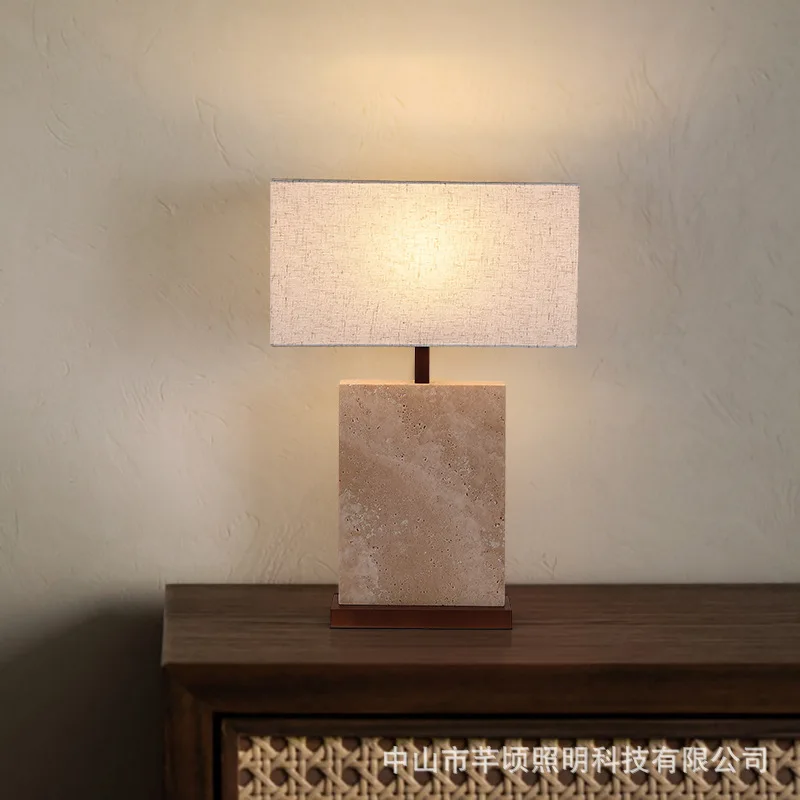 Retro yellow travertine table lamp surprised by the dead wind bedroom bedside table night light