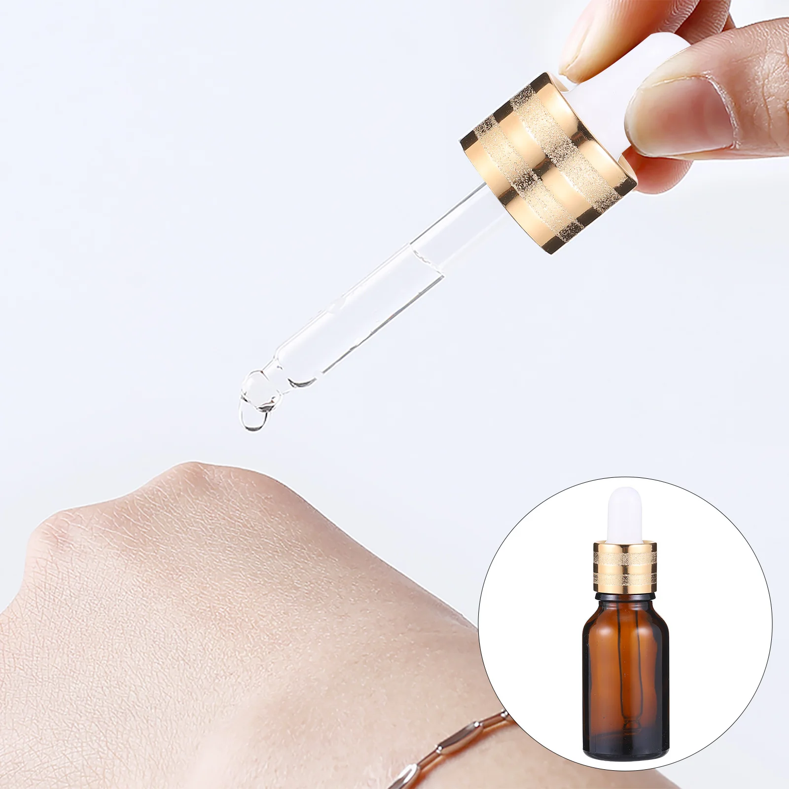 

10Pcs Glass Roller Ring Dropper Bottles Essential Oil Vial Liquid Dispenser Bottle Portable for Perfume