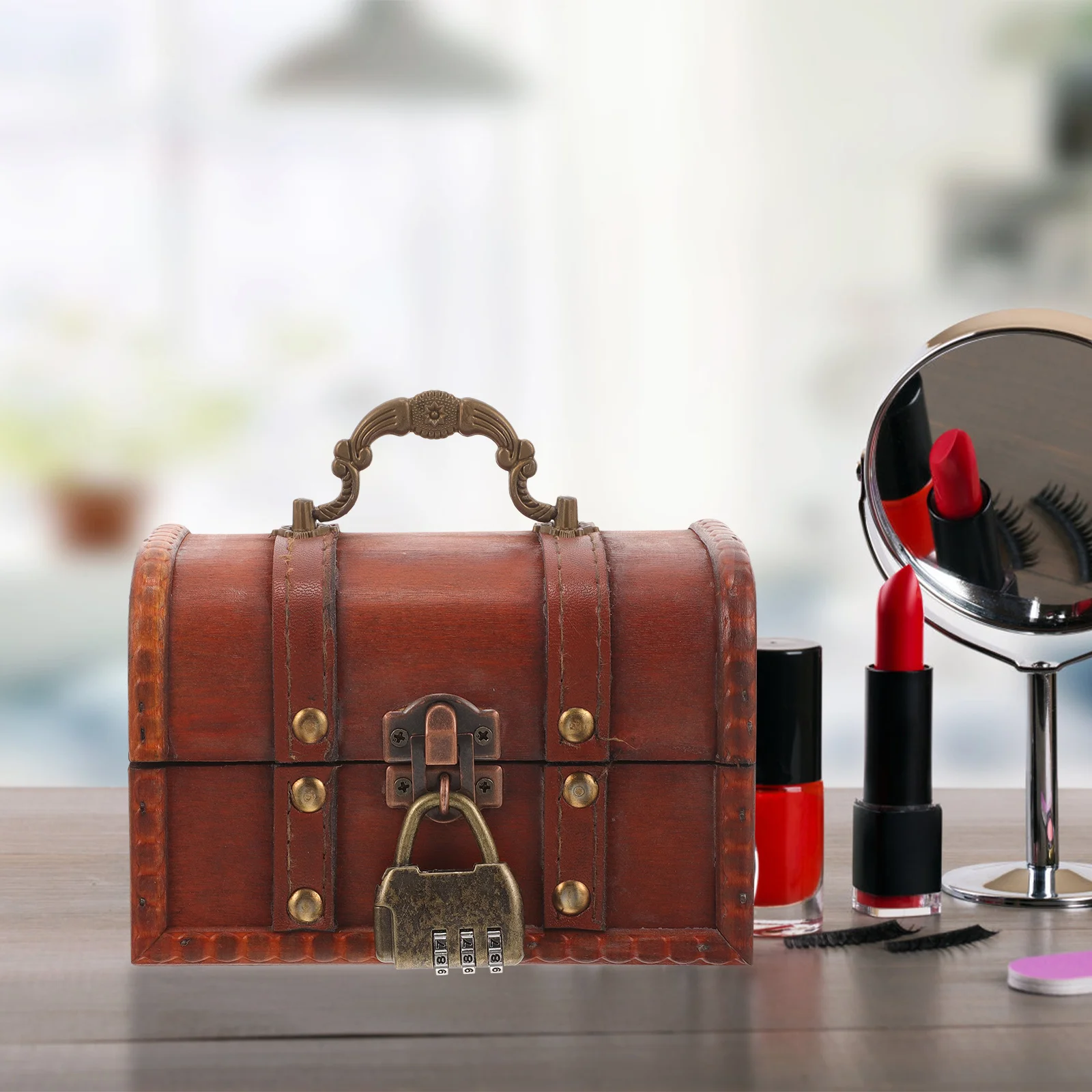 

Винтажная деревянная шкатулка для украшений с замком, ретро-футляр для хранения мелочей, колец, серег, ожерелий, браслетов и мелких аксессуаров