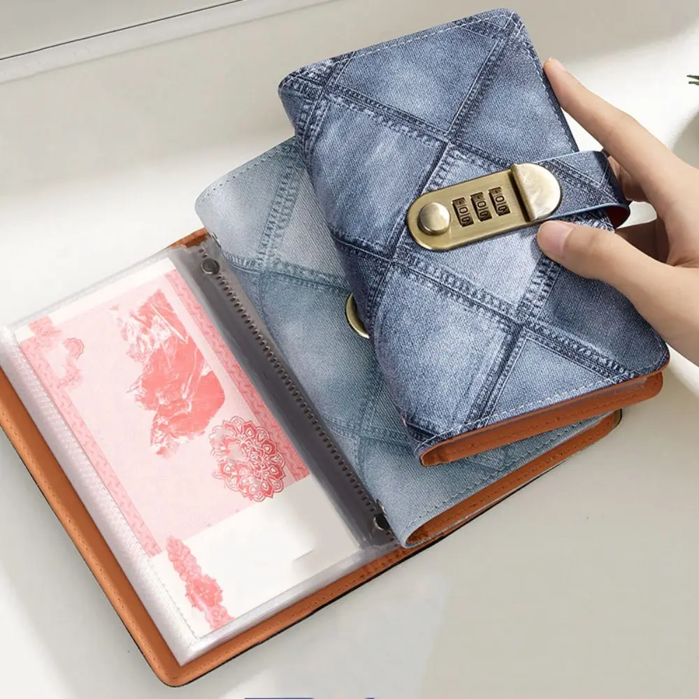 50Sheets Envelop Savings Challenges Book Portable Refillable Budget Binder with Lock PU Leather Cash Envelopes Planner Organizer