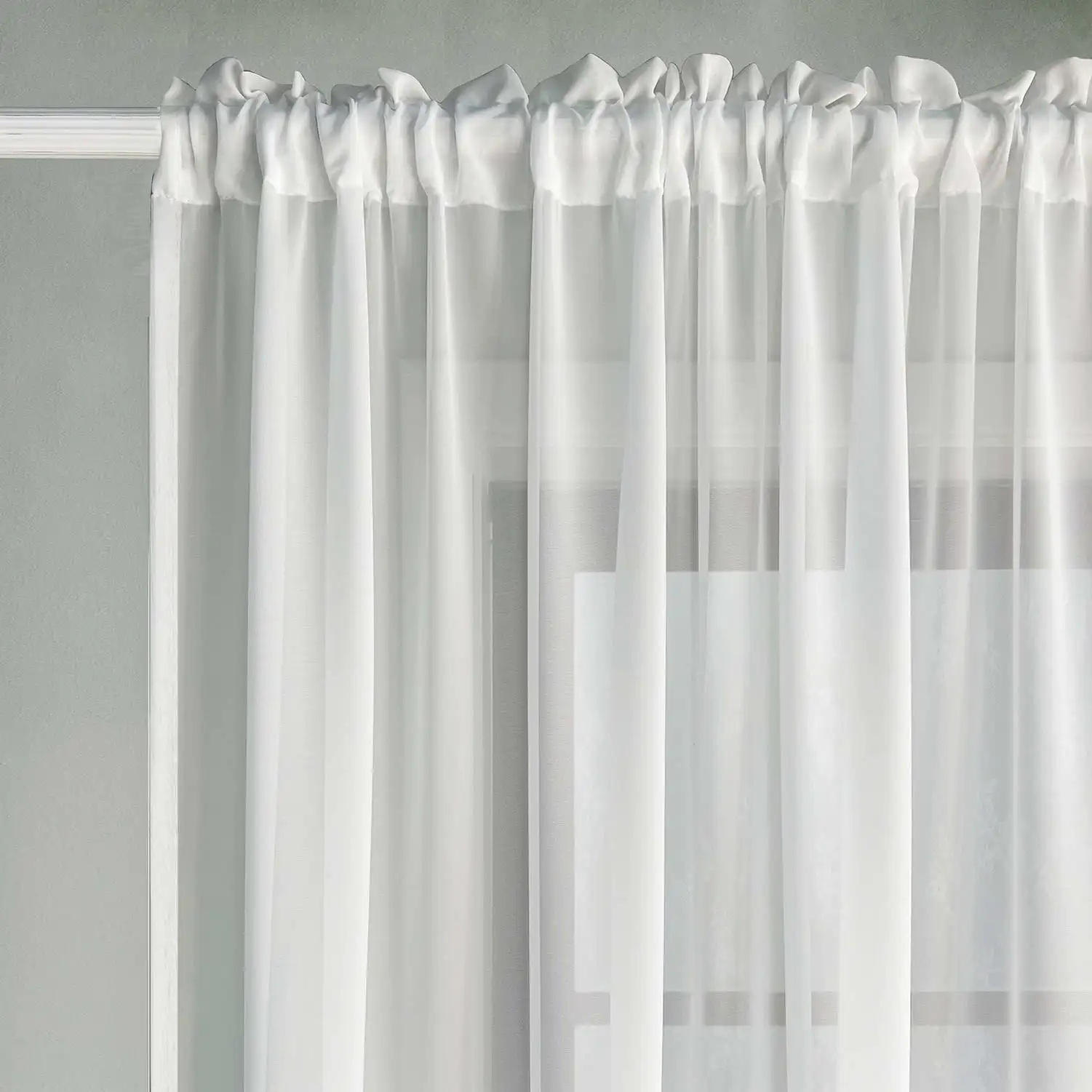 1Piece,White Bedroom Sheer Curtain Voile Tulle Bottom Hollow-out Scallop Edge Design Drapes ,Half Privacy Light Filtering Window