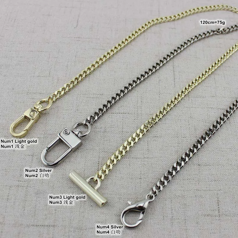 1 piece,60-140cm Light Gold Silver 5mm wide tiny chain in 4 kinds Buckle for repair ladies bags purse chain strap