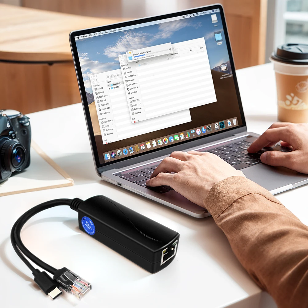 PoE 48V a USB-C 5V/4A salida IEEE802.3af/at compatible con divisor PoE USB tipo C 5V adaptable 10/100/1000Mbps para Raspberry Pi 5