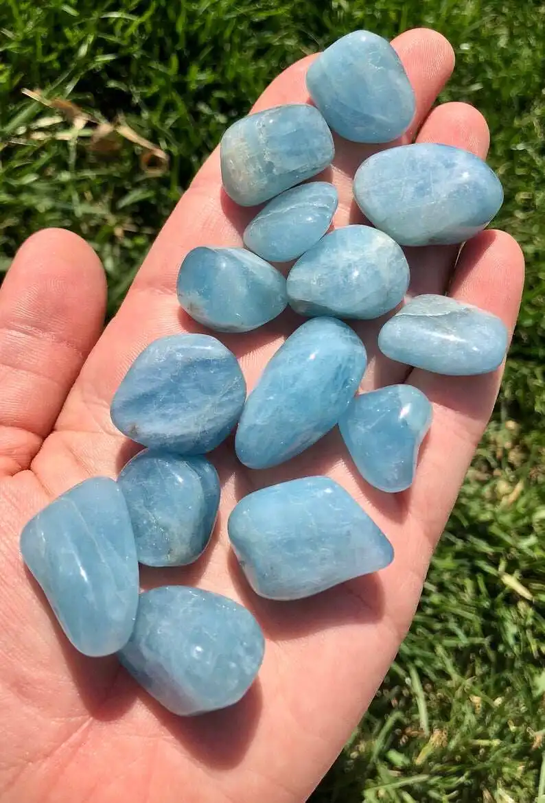 Natural Healing Smooth Aquamarine Crystal Stones