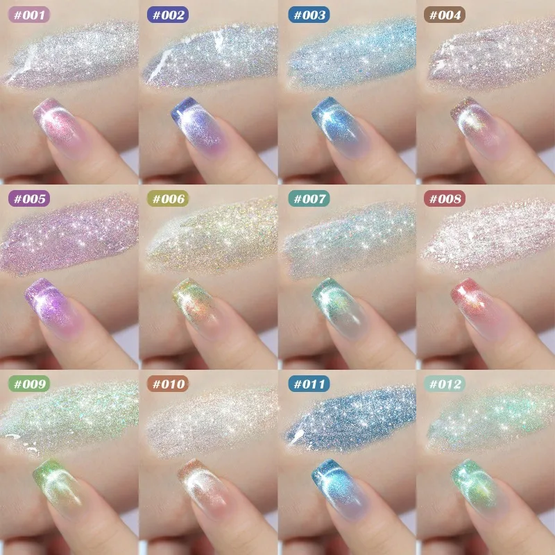 Crushed Ice Luminous Small Bulb Crystal Iridescent Cat Eye Gel Set Manicure Ice Transparent Aurora Explosive Nail Polish Gel