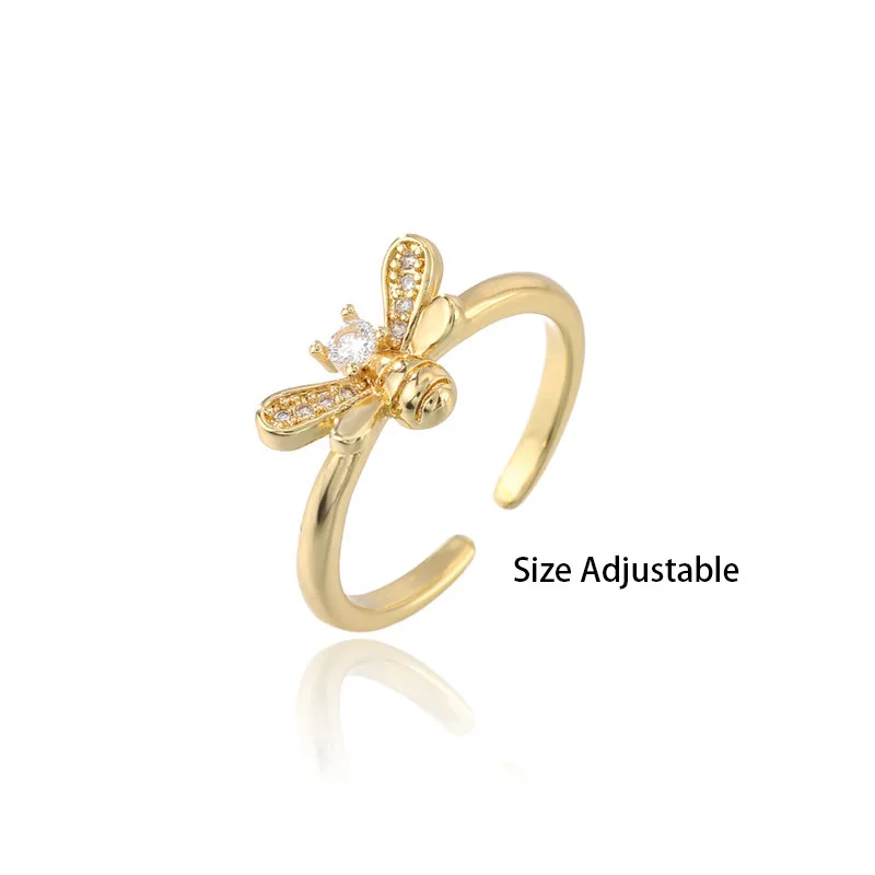 Fashion Gold Color Cute Bee Open Ring For Women Girl Simple Style Party Jewelry Female Accessories