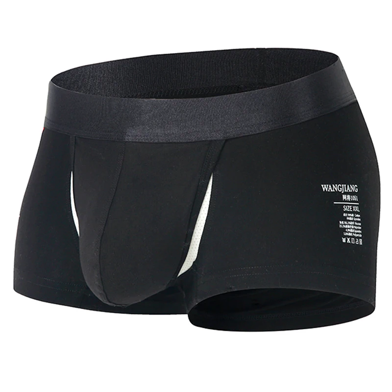 Vorne offen Unterwäsche Männer Baumwolle Sexy Herren Boxershorts Höschen Atmungsaktive Beutel Ausbuchtung Unterhose Männlich