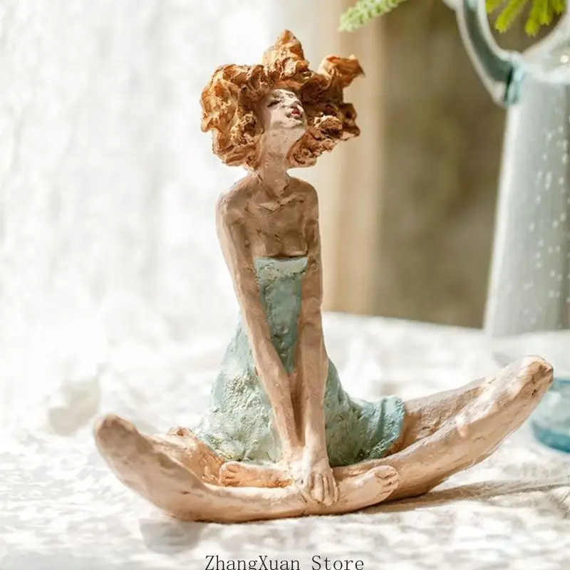 Sitzendes Mädchen aus Kunstharz, Deko-Figur für Schlafzimmer, Eingangsbereich, 3 x – Detail 10