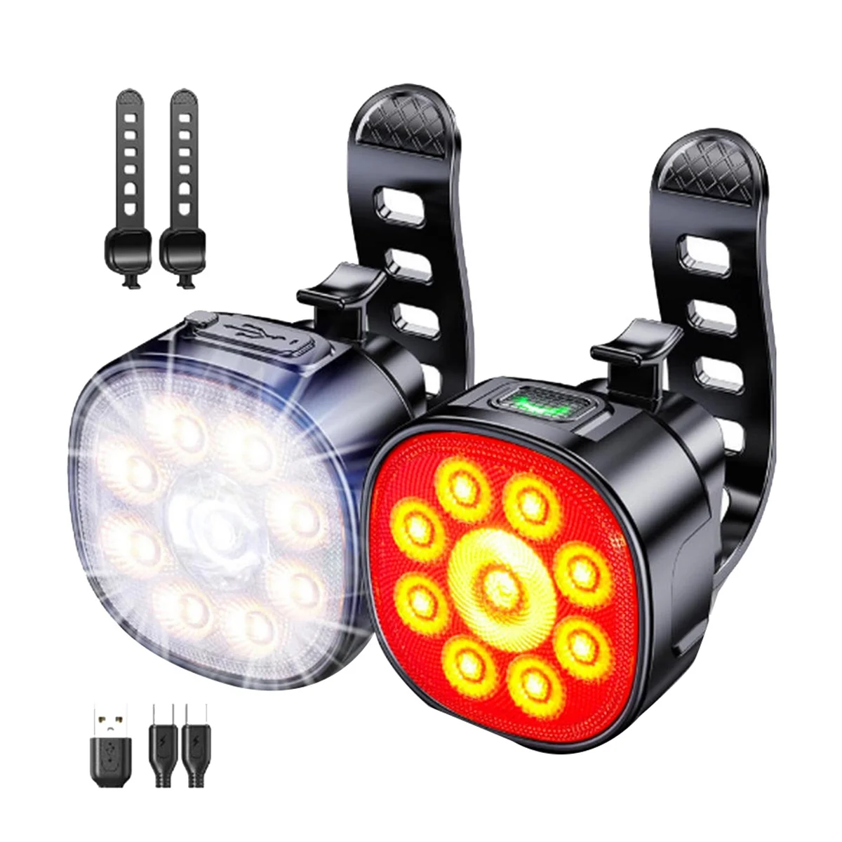 USB充電式自転車ライト,フロントライトとリアライト,ip65防水,道路と山用,4プラス6モード