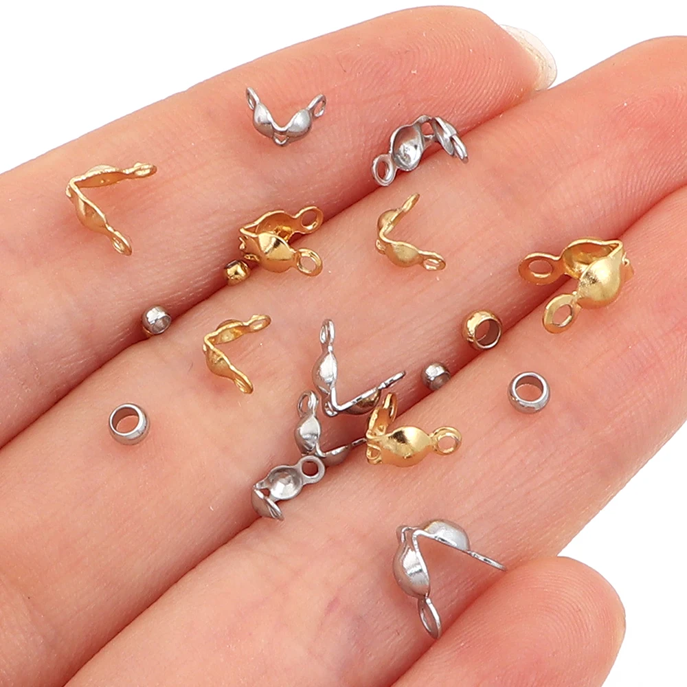 20-100pcs Stainless Steel Snap Buttons with Positioning Beads Set For Bracelet Necklace Chains DIY Jewelry Making Supplies
