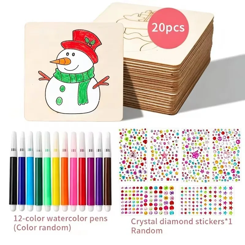 20/32pcs Wooden Drawing Template DIY Painting Stencils Templates Craft Toys Puzzle Educational Drawing Toys for kids Gifts