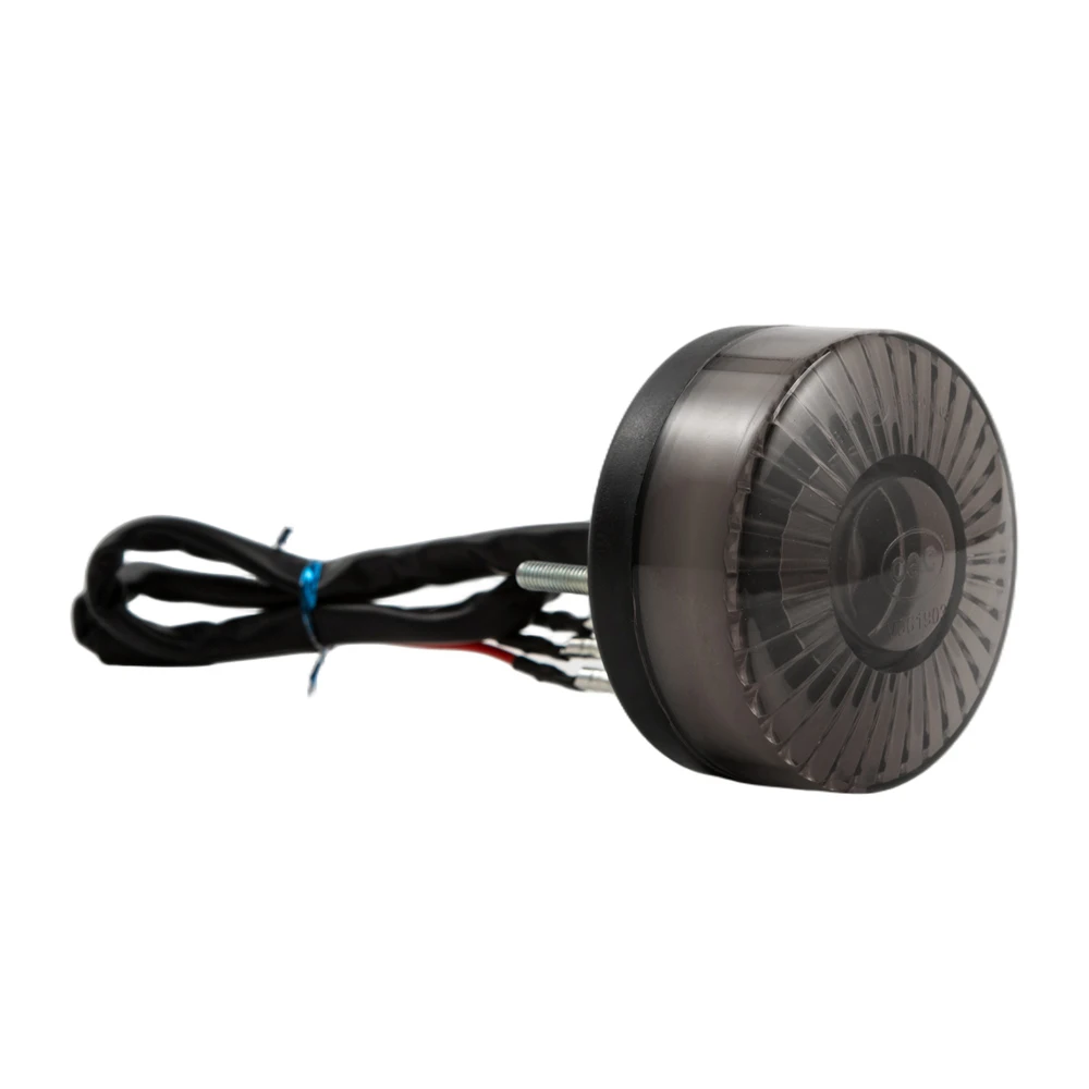 Motorcycle Round Taillight Rear Stop Lamp High Low Red Light Cafe Racer Chopper Bobber ATV UTV Brake 12V 3Wires Smoked