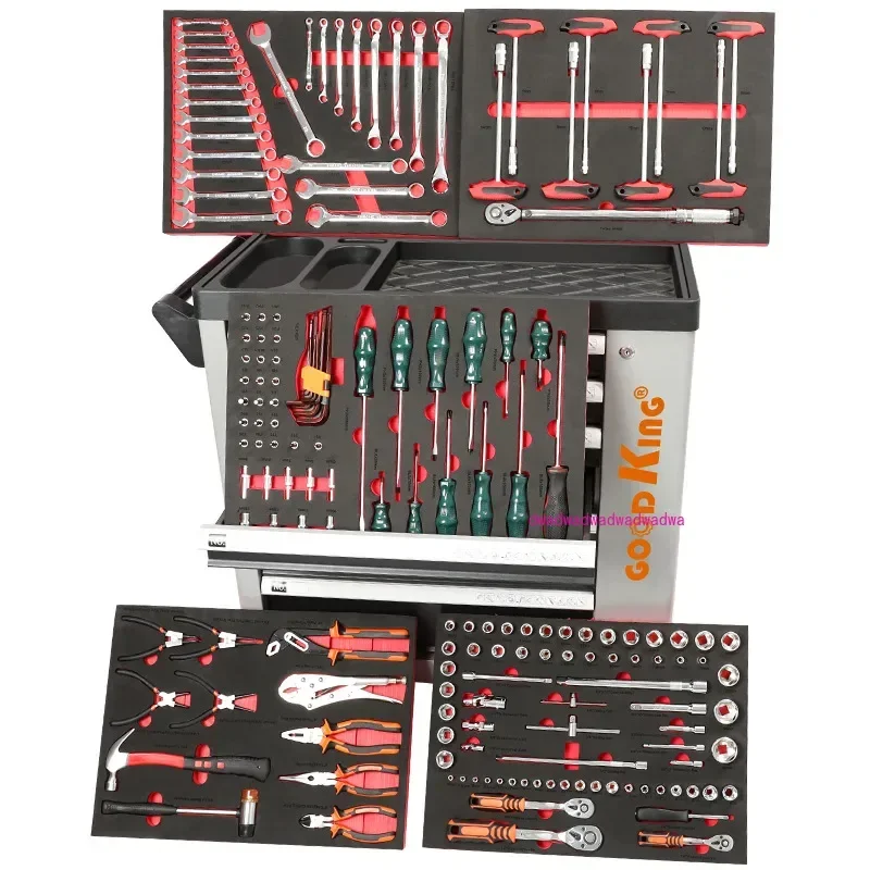 

New grey tool cart 283 pieces of tools 7 pumping multi-function car repair and maintenance toolbox