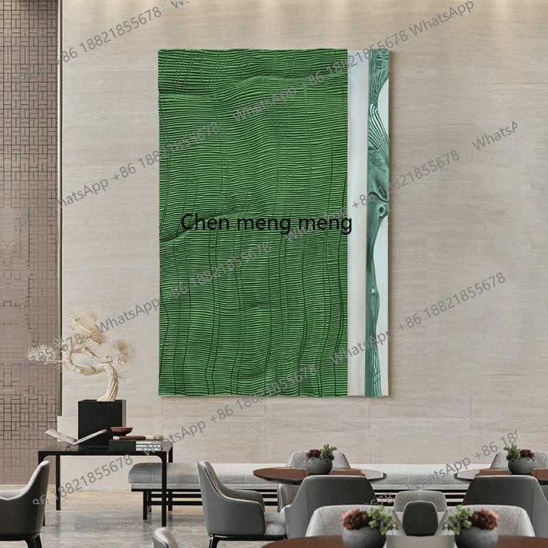 A74New Chinese three-dimensional wood carving texture frameless painting high-end living room decorative painting hanging painti