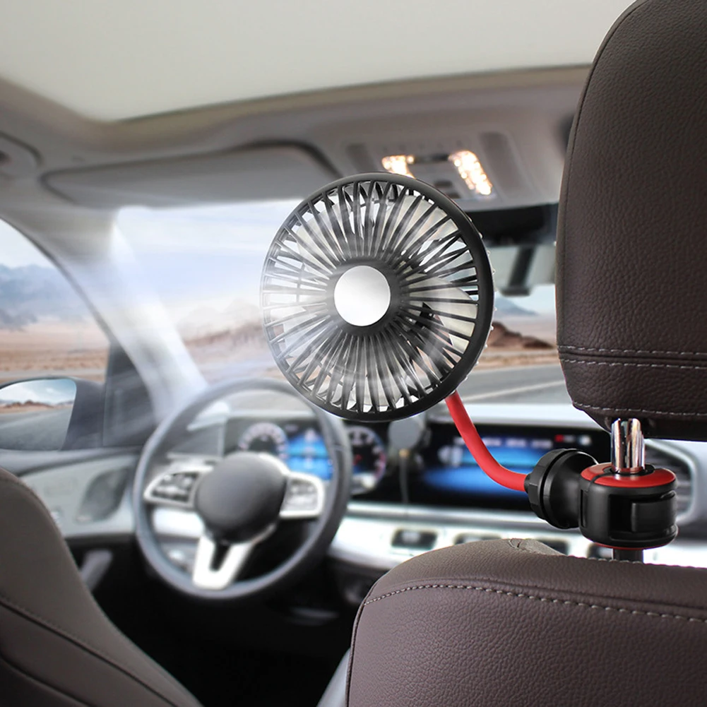 

Car Hose Fan USB Mini Electric Cooler 3 Gear Rear Seat Fan Adjustable Electric Car Circulator 360 Degree Rotating for Auto Truck