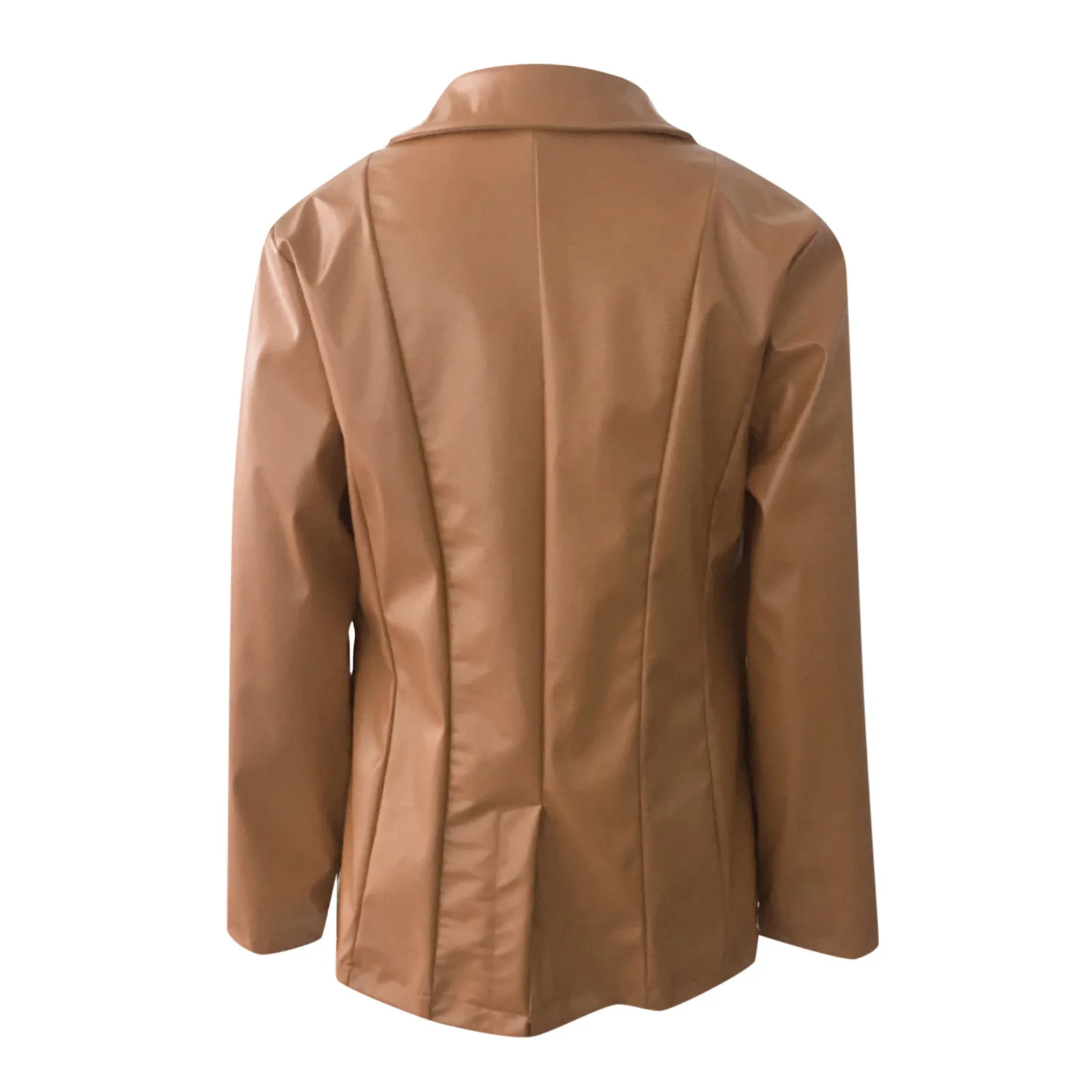 Hight Street-Chaqueta de piel sintética para mujer, abrigo elegante de manga larga con muescas y bolsillo de un solo pecho, Otoño, 2024