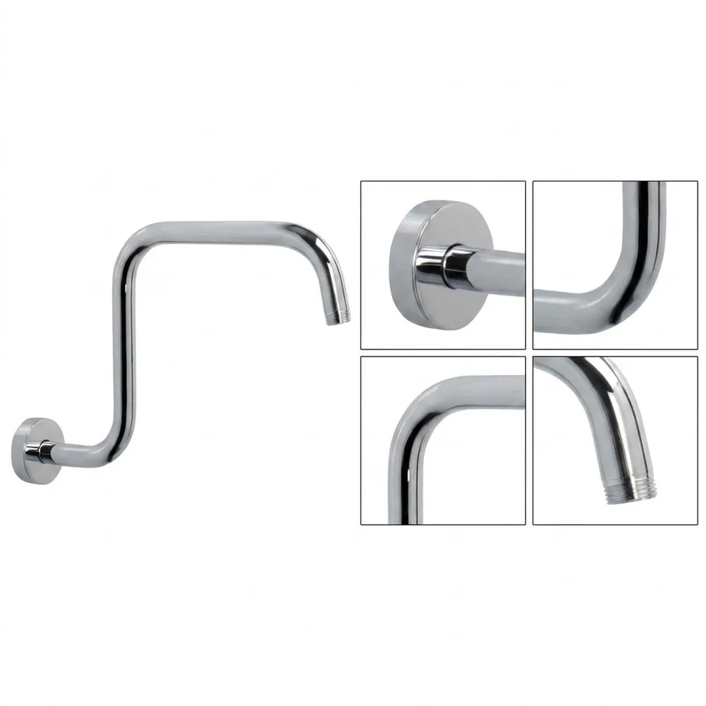 13 inch Stainless Steel Shower Arm with S Bend Gooseneck for Wall to Ceiling Shower Head Extension Bar Accessories