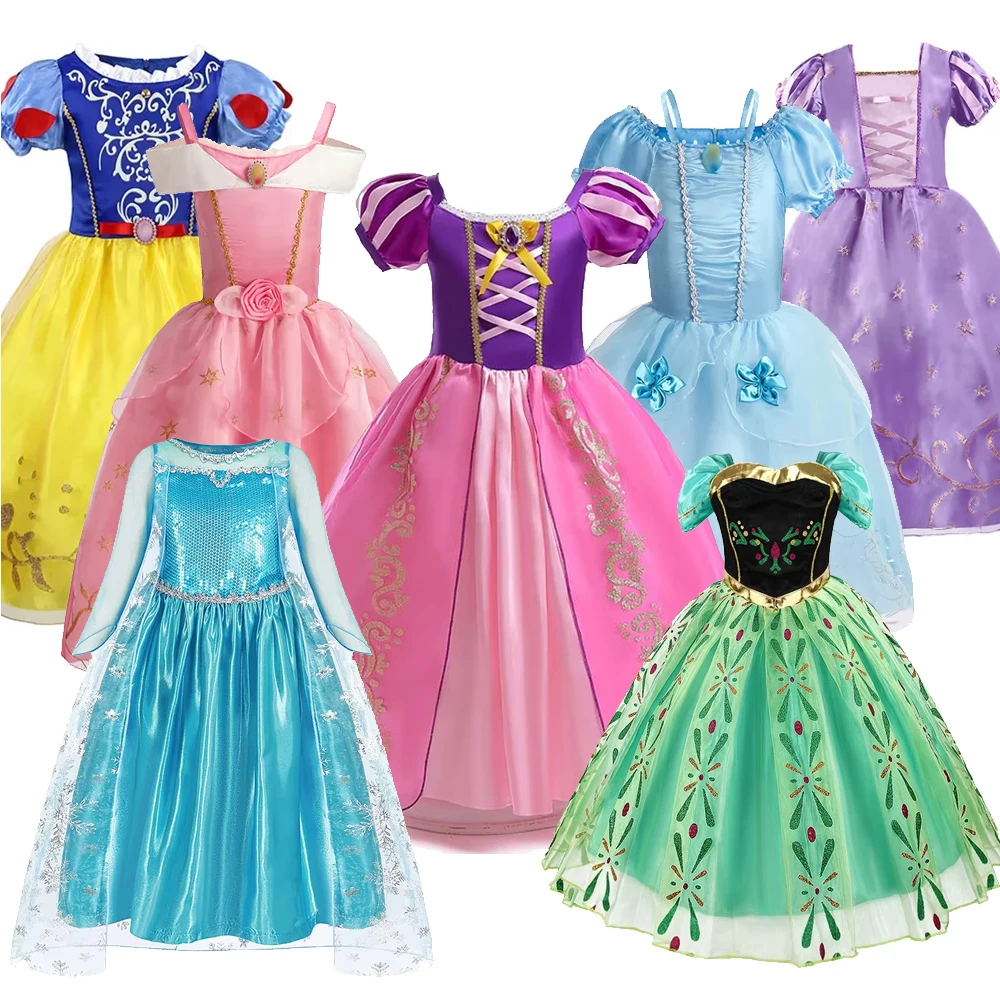 Mädchen Prinzessinnenkleid Kinder Geburtstag Cosplay Cinderella Schneewittchen Aurora Rapunzel Halloween Kostüm Kinder Partykleider