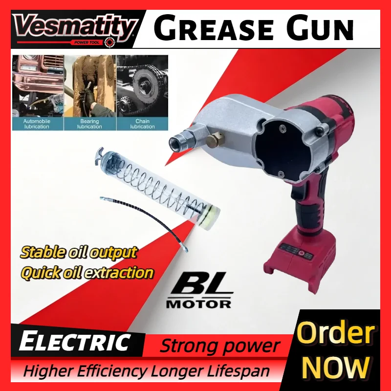 High Pressure Cordless Electric Grease Gun, Portable Lubricating Oil Injector, Grease Machine  Fit Milwaukee  Battery