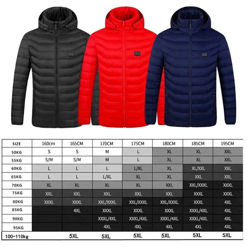 23 Areas Heated Jackets Men Women Outdoor Cotton Coat Long Sleeves USB Heating Hooded Jackets Warm Winter Thermal Clothing S-6XL