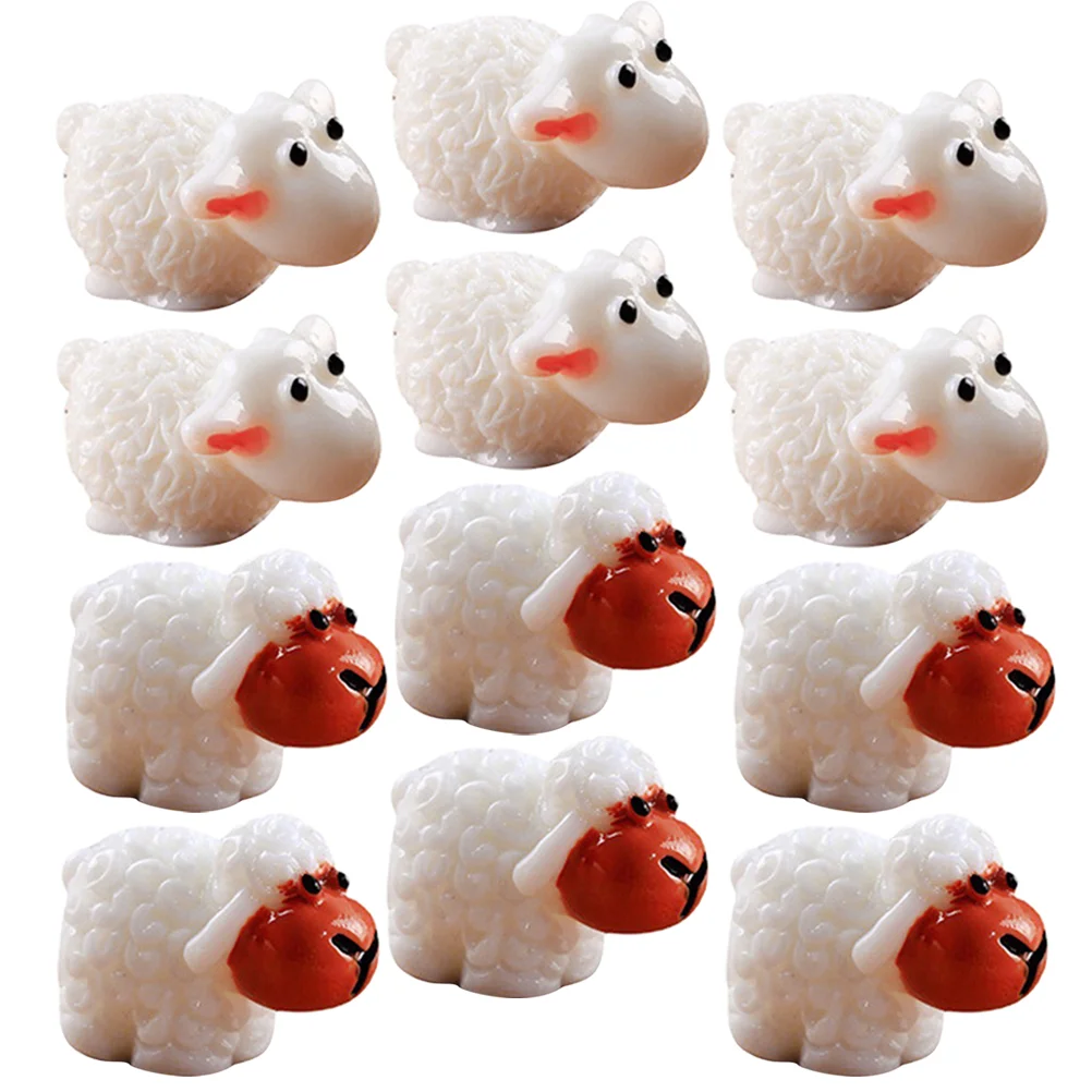 20 Pcs Toy Micro Ornaments Miniature Toys Adorable Lamb Figurines Cartoon Statue for Kids Small Animals White Crafts