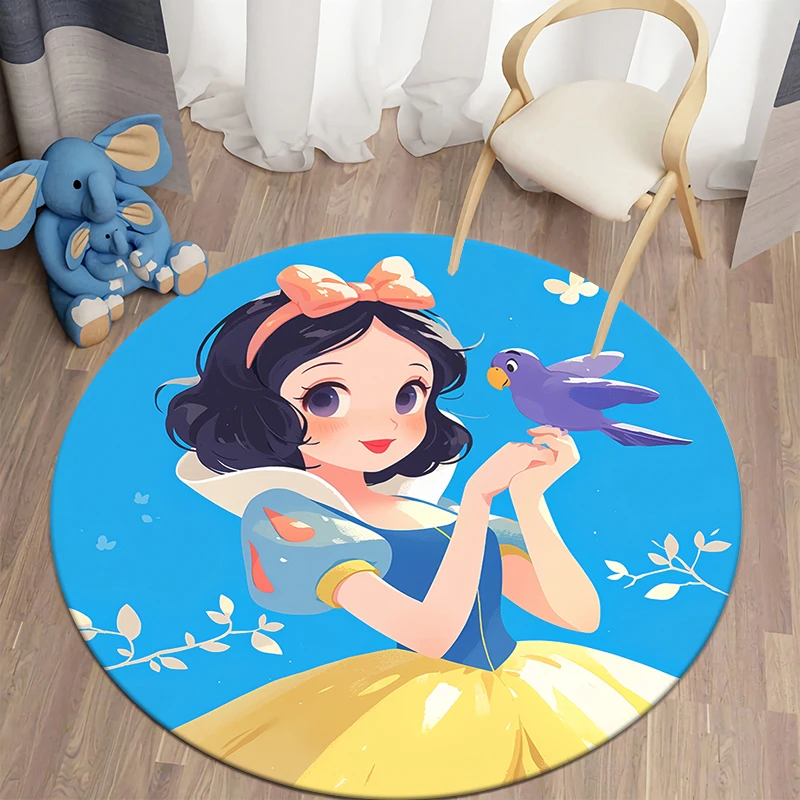 Snow White Cute Cartoon Print Round Carpet, Bedroom Balcony Entrance Door ,Sofa,kitchen, Non-slip Mat. Home Decoration Gift Rug