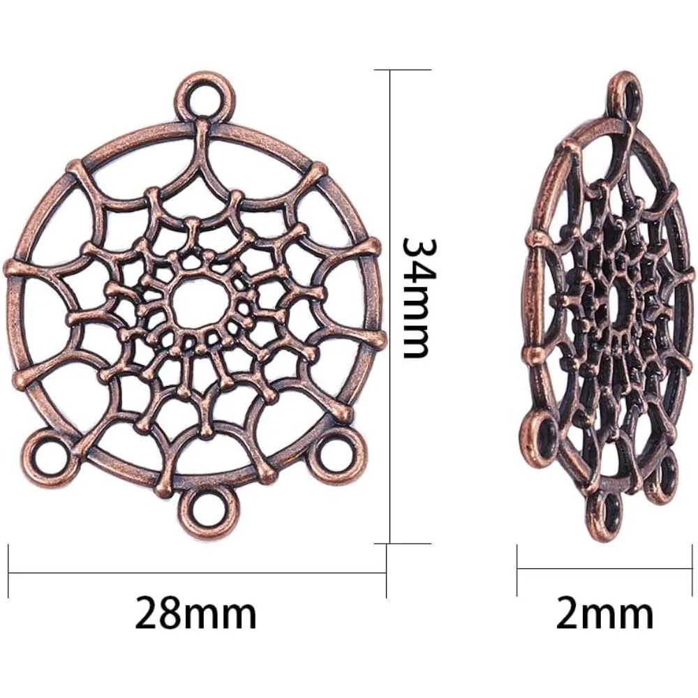 40Pcs 5 Color Dream Catcher Connectors Charms Pendants 34x28mm Style Chandelier Components Links for DIY Dangle Earring view 2