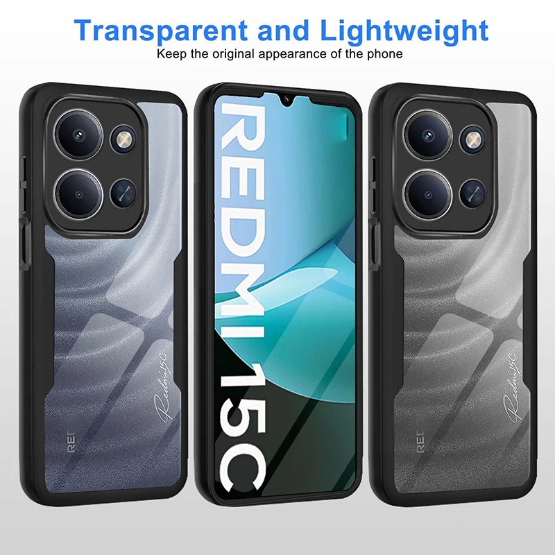 360-Grad-Ganzkörper-stoßfeste Handyhülle für Xiaomi Redmi 15C 14C 13C 12C 10C 9C 8A Dual Layer PC Hard Hybird Clear Cover Coque – Detail 6