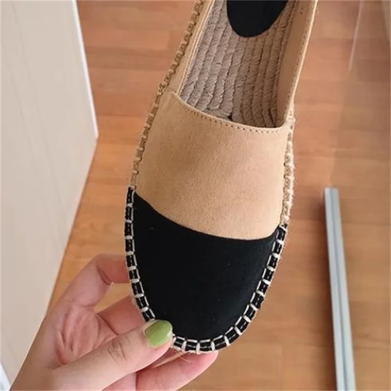 Straw Shoes For Ladies Round Toes Womens Sewing Lines Chassure Femme Flat Heels Female Mixed Colors Espadrille Zapatos De Mujer