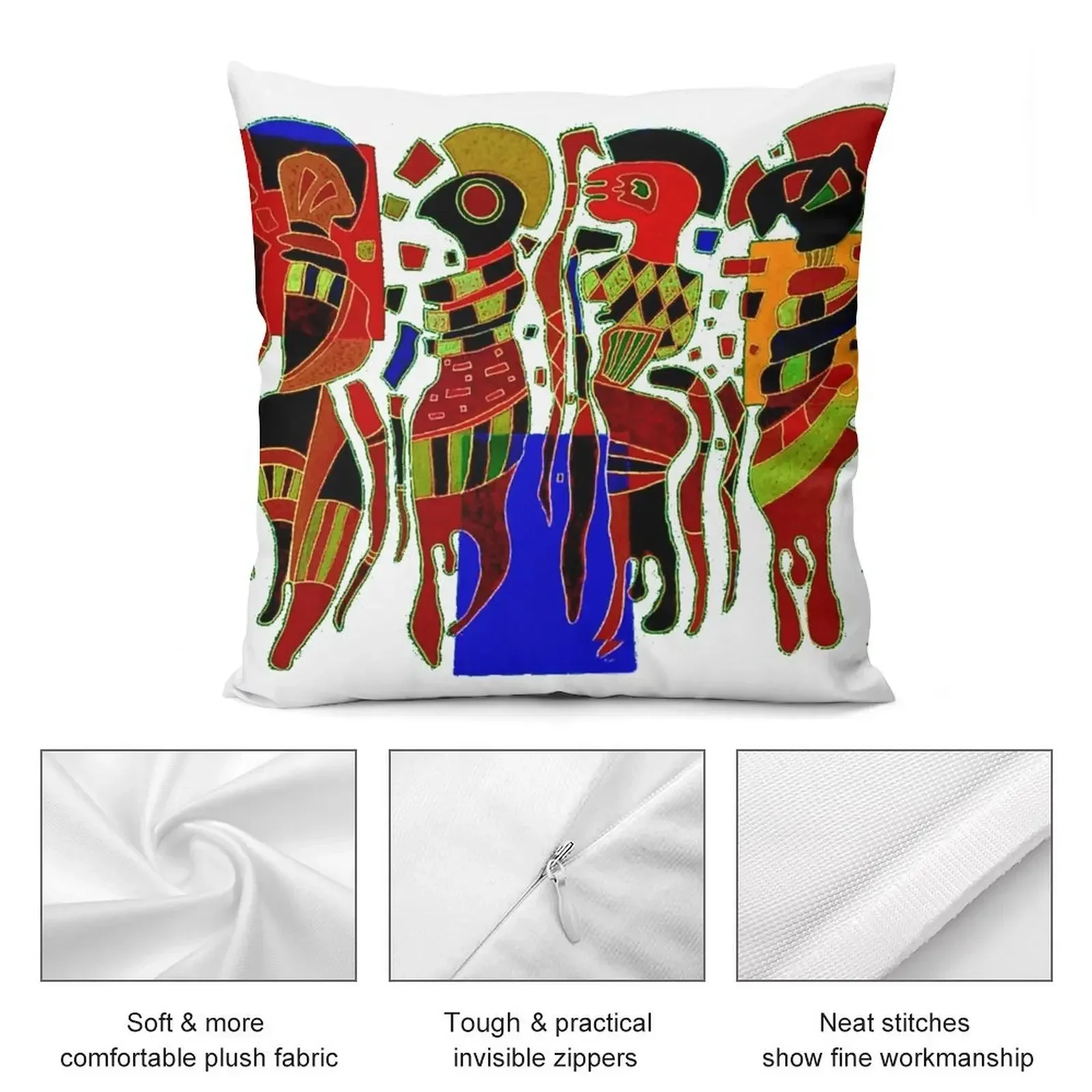 Four Figures on Three Squares by Wassily Kandinsky Tribal White Throw Pillow Ornamental Pillow Pillow Case Christmas