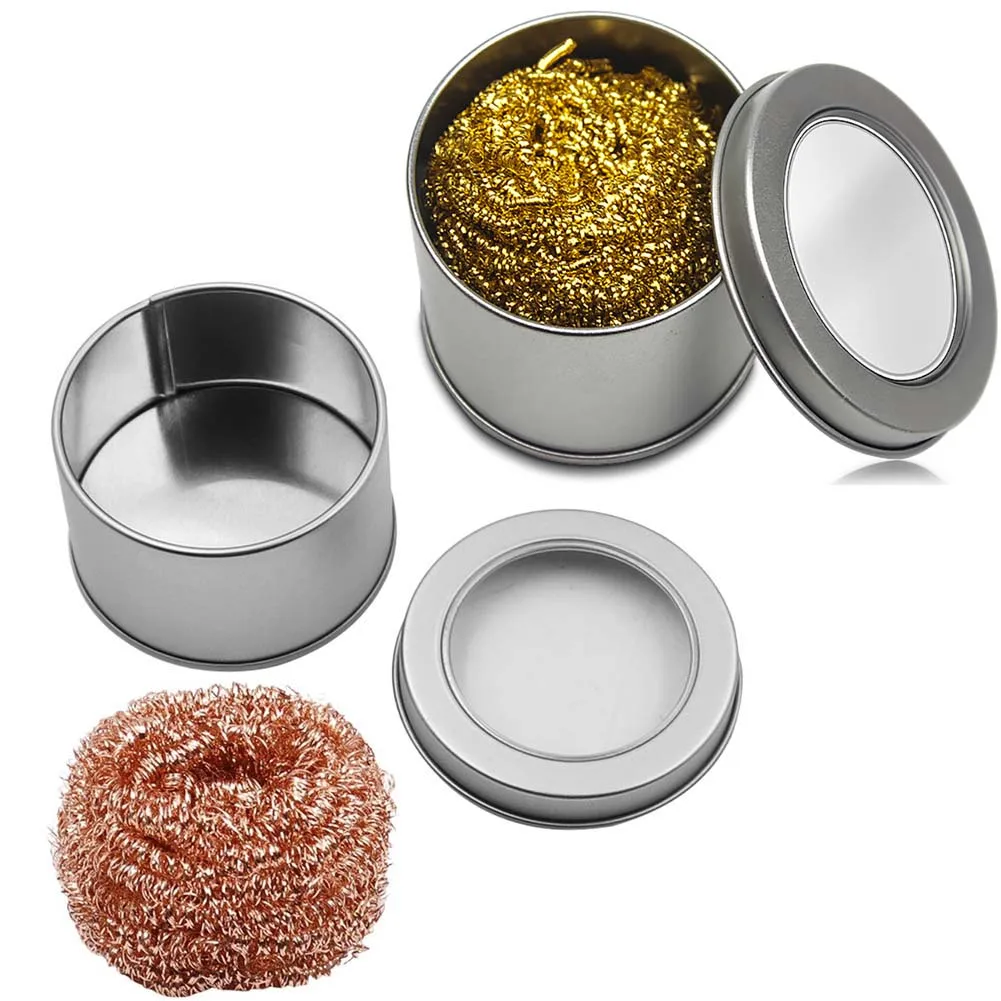 2PCS Soldering Iron Tip Cleaner with Steel Wire Ball and Tin Tank for Rust Resistant and Long Lasting Cleaning