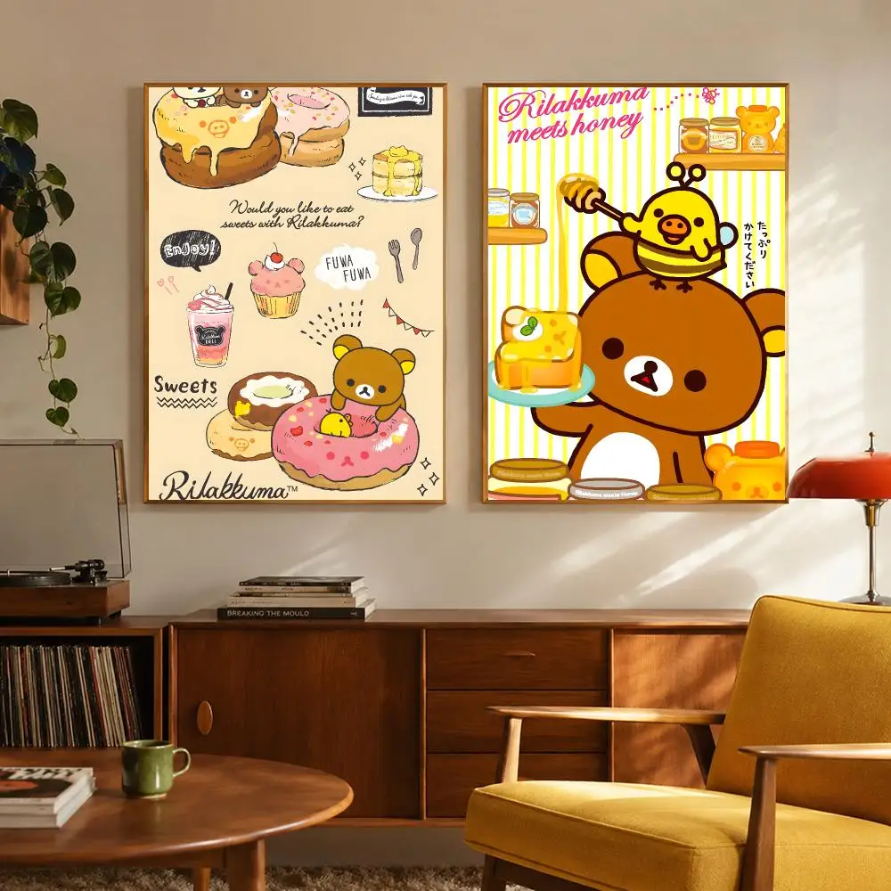 Character Mascot R-Rilakkuma Poster Digital Solvent Print Waterproof PP Fade-Resistant Wall Art Room Decor Gift