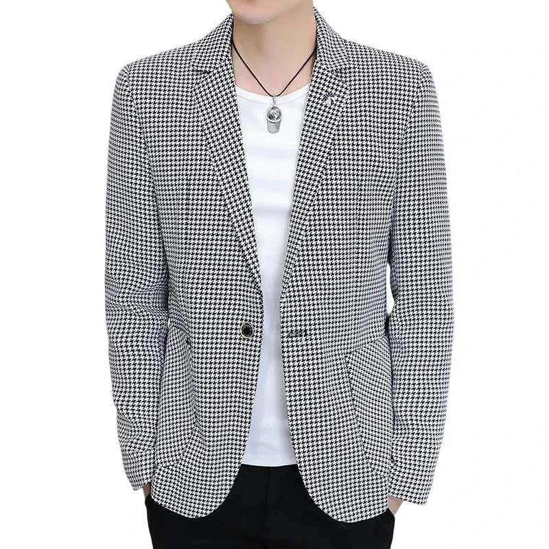 

High Quality Blazer Men's Waffle Business Elegant Fashion Premium Simple Casual Shopping Interview Gentleman Slim Suit Jacket