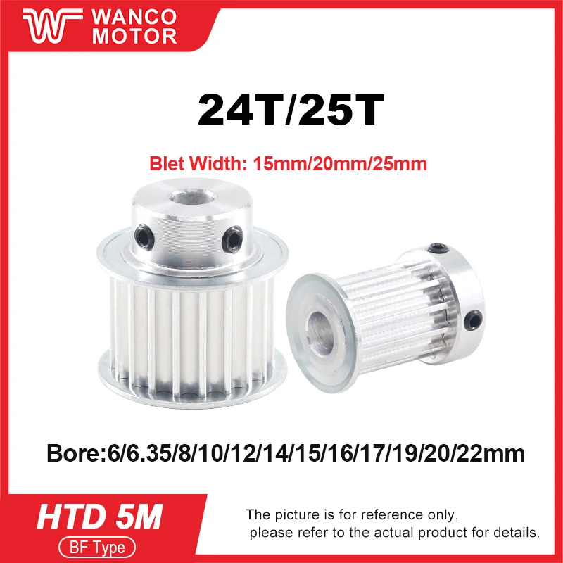 HTD 5M Timing Pulley 24T 25T Bore 6-22mm BF Type 5M-24Teeth 25Teeth  Synchronous Pulley Belt Width 10/15/20/25mm Gear Pulley