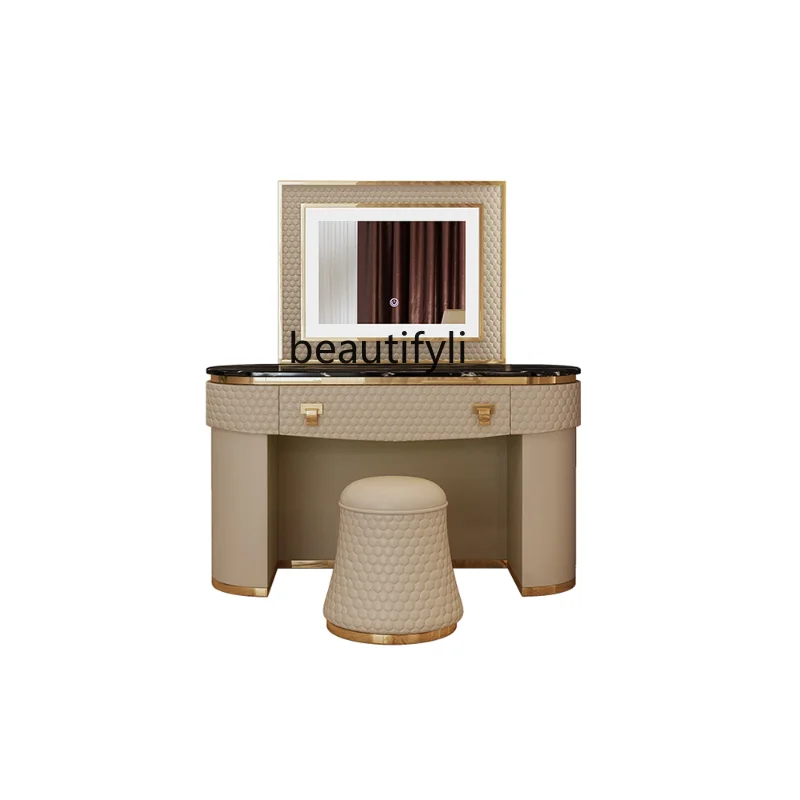 

yj Italian-Style Light Luxury Dressing Table Marble Post-Modern Creative Luxury Storage Makeup Table with Lights