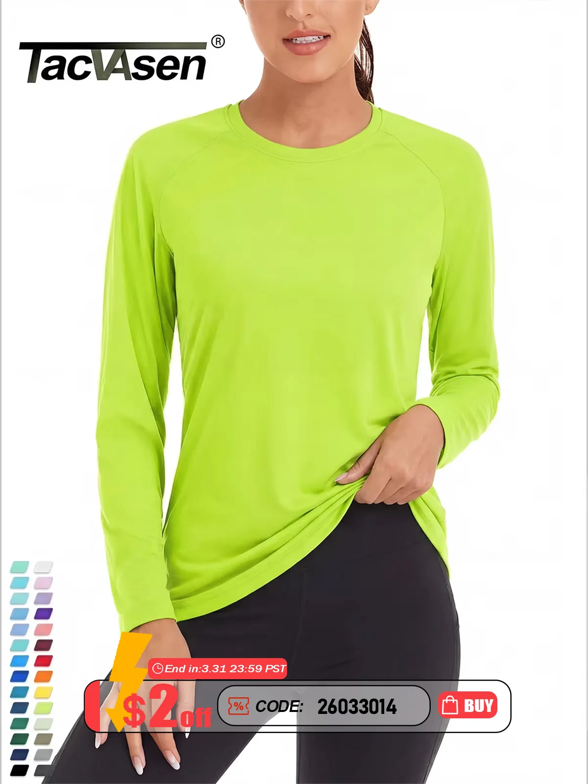 

TACVASEN Summer UPF50+ Long Sleeve Quick Dry T-shirts Womens Sun Block UV Protection Performance Tee Shirts Hiking Pullover Tops