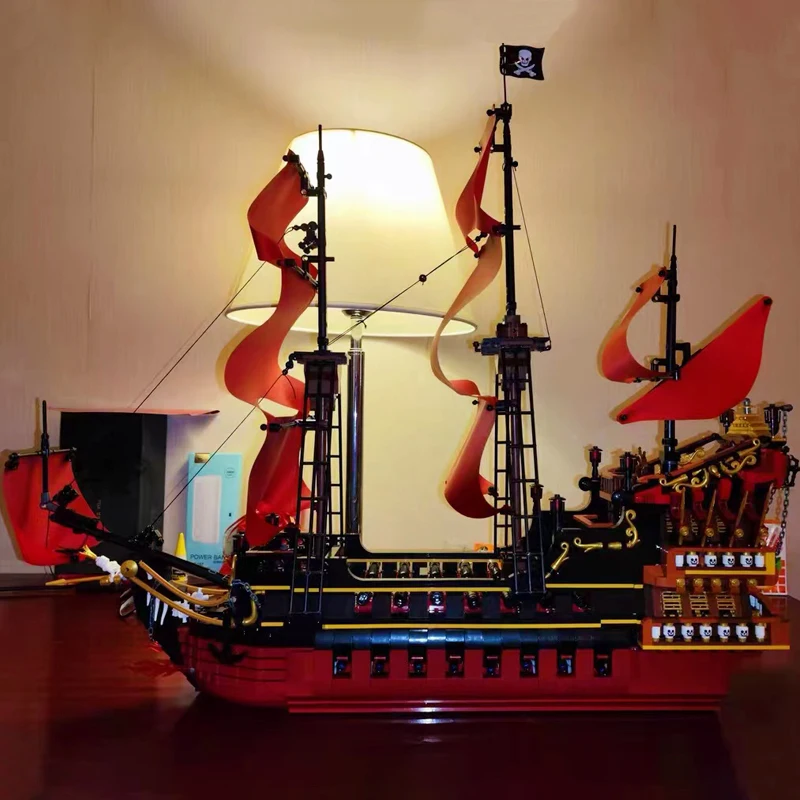 Ideas Pirate Ship Queen Anne's Revenge Pirate Ship Building Blocks  Expert Caribbeans Pirate Ship Bricks Model Toys Xmas Gift