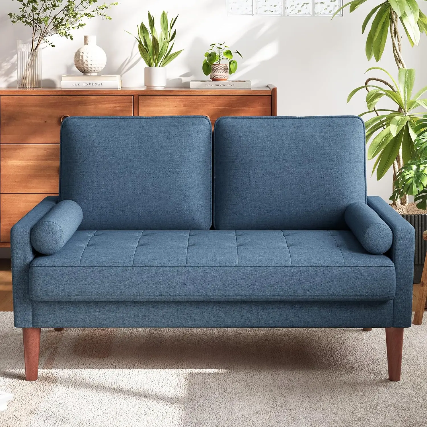 

Loveseat Sofa, 48" Small Couches for Small Spaces, Love Seat for Living Room, Bedroom, Easy Assembly MidCentury Modern