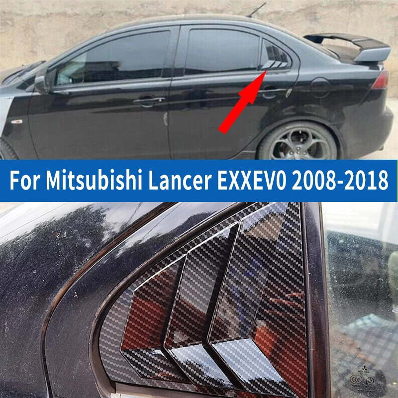 For Mitsubishi Lancer EX X EVO 2008-2018 Rear Window Side Vent Shutter Louver Cover Trim Car Accessories Auto Parts Carbon Fiber