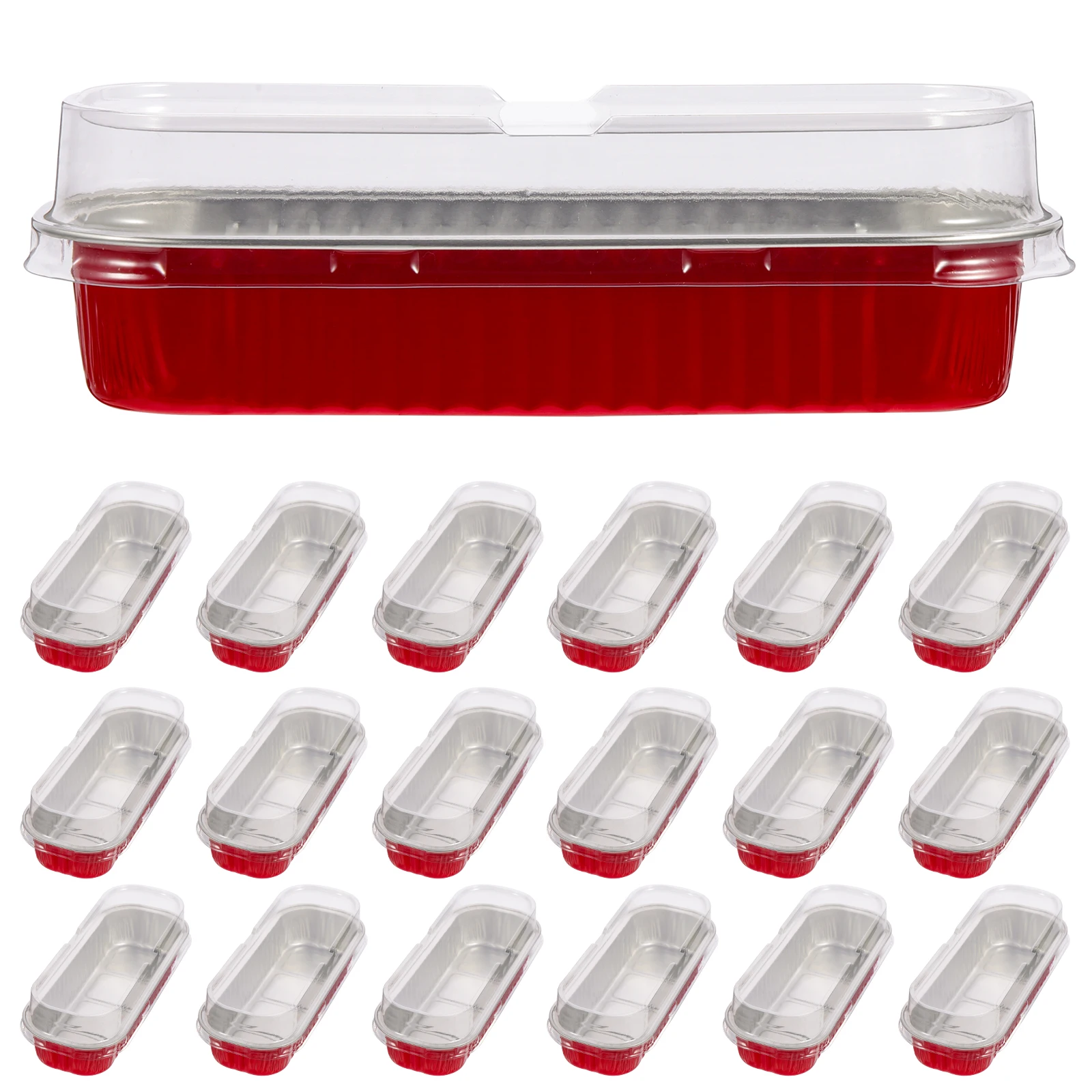 

30Pcs Aluminum Foil Cake Boxes Clear Rectangular Cake Carrier Multi-Function Bakery Packaging Box Loaf Containers
