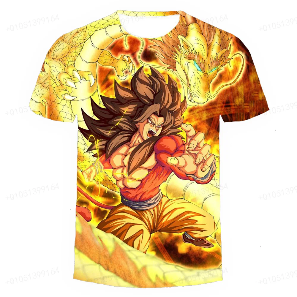 

Harajuku Apparel Vintage T-shirt Dragon Ball Japanese Anime Pattern T-shirt Summer Children T-shirt Men's Goku Short Sleeve