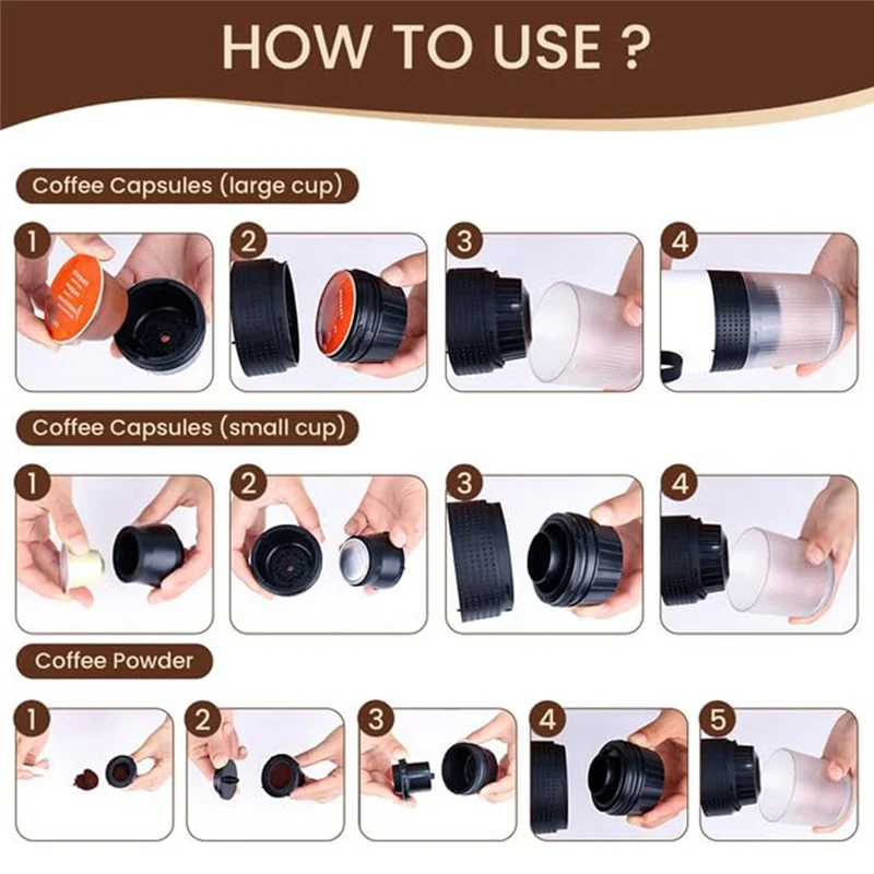 

FGGS-Portable Coffee Machine, Electric Espresso Machine, Capsule Machine, Compatiblefor Camping, Car, Travel