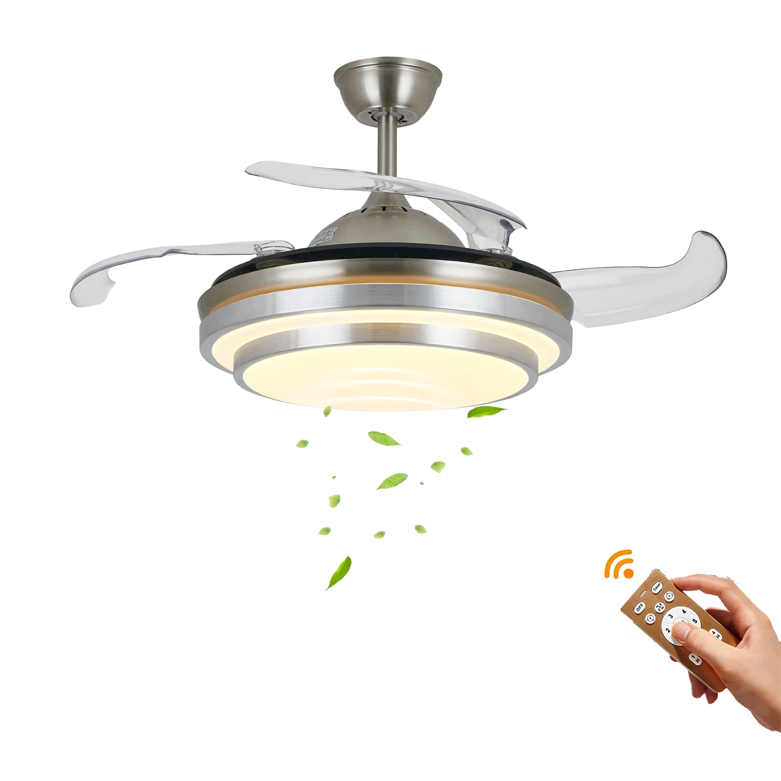 

Modern Ceiling Fan with Light LED Flush Mount Fan Lamp Remote Chandelier Indoor Dimmable Home Decor Invisible Sealing Fan Lamp