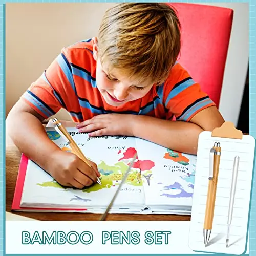 50Pcs Bamboo Pen Retractable Ballpoint Pen Black Ink 1 mm Sustainable for Writing Office Products Wooden Bamboo Ballpoint