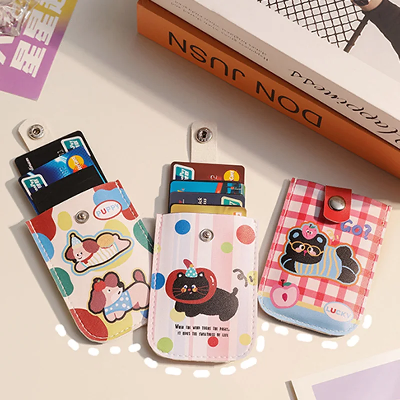Cartoon Pull-Out Card Bag, Cute And Portable Card Holder, Multi Slot ID Card Storage Bag, ID Card Bank Card Storage Bag